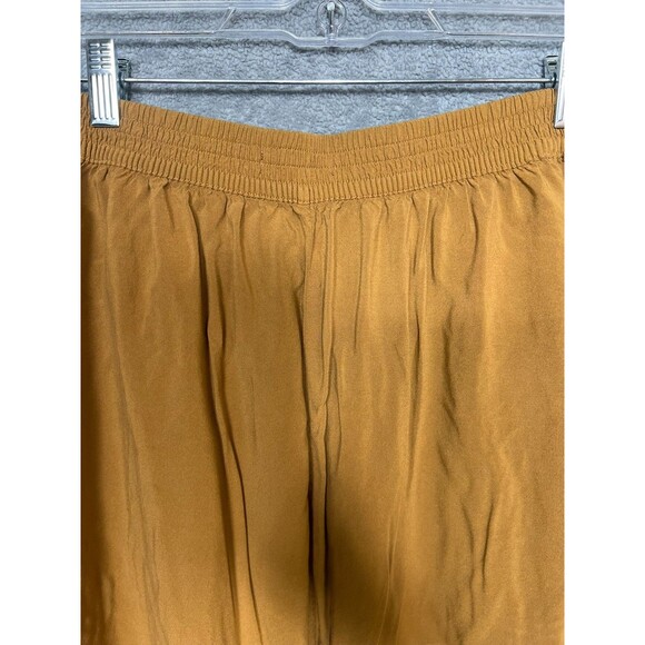 Forever 21 Camel Brown Button Front Midi Skirt M Rayon A Line Pockets Boho - Picture 15 of 15